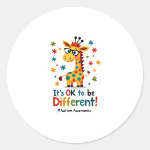 Sticker Rond Sensibilisation à l'autisme Girafe Animal Mignon C