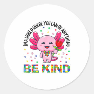 Sticker Rond Sensibilisation à l'autisme Mignon Soyez Gentil Ax