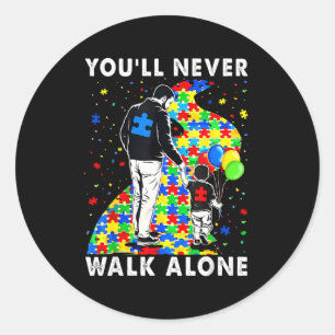 Sticker Rond Sensibilisation à l'autisme Père et fils Puzzle Ro