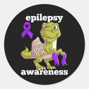 Sticker Rond Sensibilisation à l'épilepsie Cute Dinosaure T Rex