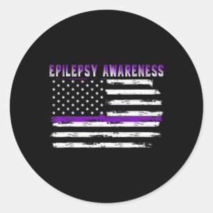 Sticker Rond Sensibilisation à l'épilepsie Drapeau américain Ep