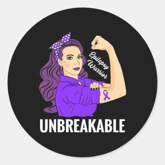 Sticker Rond Sensibilisation à l'épilepsie Épileptique Purple R (Devant)