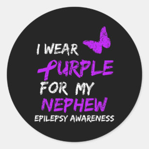 Sticker Rond Sensibilisation À L'Épilepsie Je Porte Du Violet P