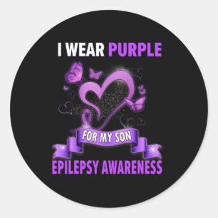 Sticker Rond Sensibilisation à l'épilepsie Je porte le violet p