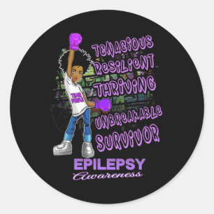 Sticker Rond Sensibilisation à l'épilepsie Melanin Black Women