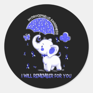 Sticker Rond Sensibilisation à l'hydrocéphalie Eléphant