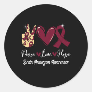 Sticker Rond Sensibilisation à l'neurysme cérébral Paix Amour E