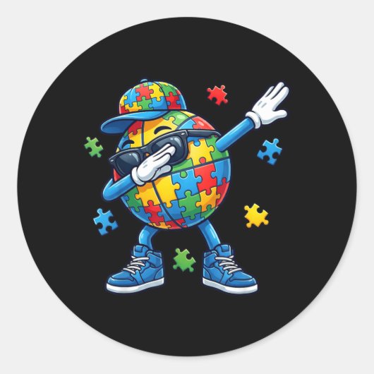 Sticker Rond Sensibilisation au baseball Dabbing (Devant)