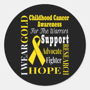 Sticker Rond Sensibilisation au cancer chez les enfants Or pour