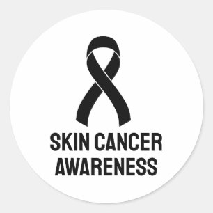 Sticker Rond Sensibilisation au cancer de la peau Ruban noir