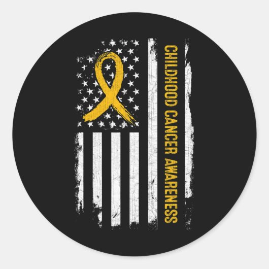 Sticker Rond Sensibilisation au cancer de l'enfance Drapeau amé (Devant)
