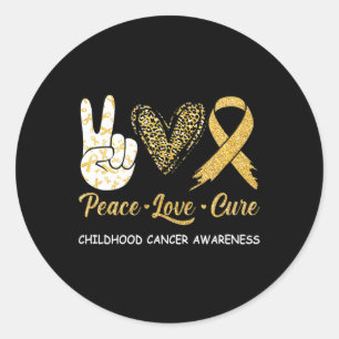Sticker Rond Sensibilisation au cancer de l'enfance Paix Amour