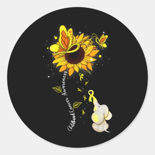 Sticker Rond Sensibilisation au cancer de l'enfance Tournesol E (Devant)