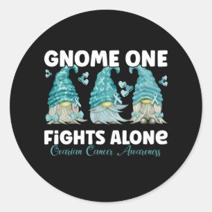 Sticker Rond Sensibilisation au cancer de l'ovaire Gnome du rub