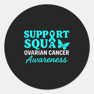 Sticker Rond Sensibilisation au cancer de l'ovaire Turquoise Ru