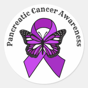 Sticker Rond Sensibilisation au cancer du pancréas   Papillon