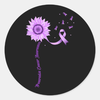 Sticker Rond Sensibilisation au cancer du pancréas Ruban Violet