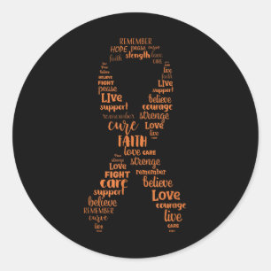 Sticker Rond Sensibilisation au cancer du rein Ribbon orange