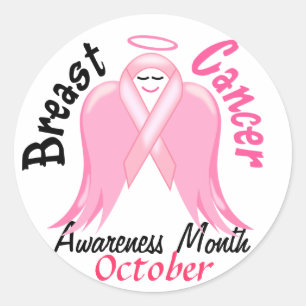 Sticker Rond Sensibilisation au cancer du sein - Angel rose de 