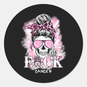 Sticker Rond Sensibilisation au cancer du sein Crâne F Ck Cance