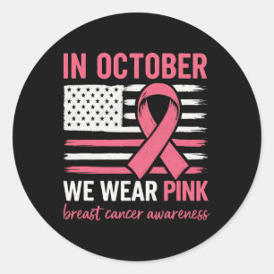 Sticker Rond Sensibilisation Au Cancer Du Sein En Octobre Nous
