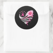 Sticker Rond Sensibilisation au cancer du sein Fleur de soleil (Sac)