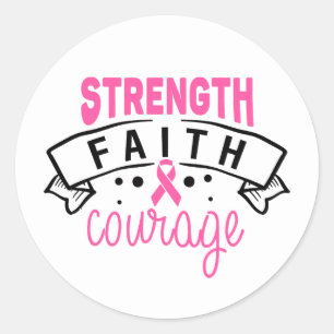 Sticker Rond Sensibilisation au cancer du sein Force Foi Courag