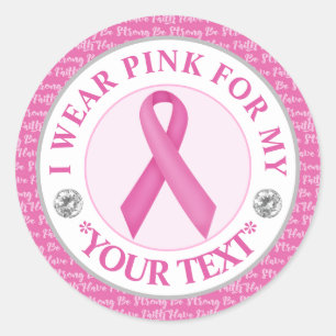Sticker Rond Sensibilisation au cancer du sein Je porte du rose