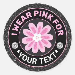 Sticker Rond Sensibilisation au cancer du sein Je porte du rose