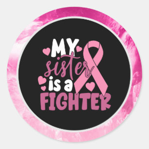 Sticker Rond Sensibilisation au cancer du sein rose Mon frère