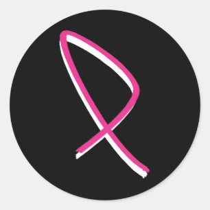 Sticker Rond Sensibilisation au cancer du sein Ruban rose