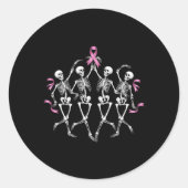 Sticker Rond Sensibilisation au cancer du sein Squelette Danser (Devant)