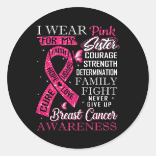 Sticker Rond Sensibilisation au cancer du sein Tee Je Porte Du