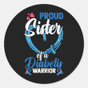 Sticker Rond Sensibilisation Au Diabète Fier Soeur D'Un Diabète