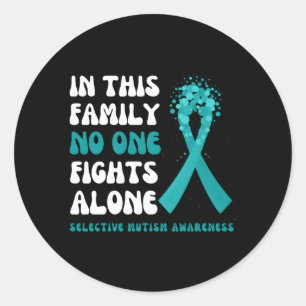 Sticker Rond Sensibilisation au mutisme sélectif Famille Turquo