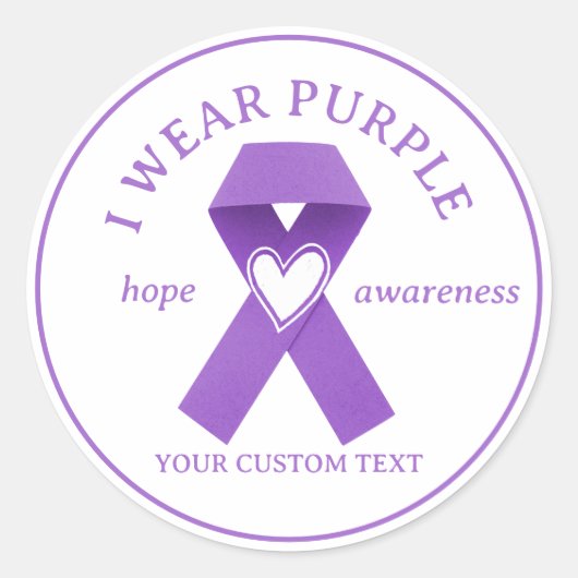 Sticker Rond Sensibilisation au ruban pourpre personnalisé (Devant)