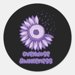 Sticker Rond Sensibilisation au ruban violet Opioïde