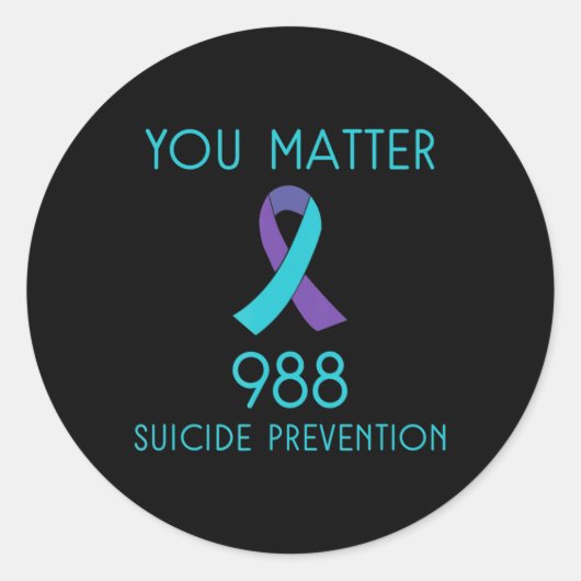 Sticker Rond Sensibilisation au suicide - 988 - Prévention du s (Devant)