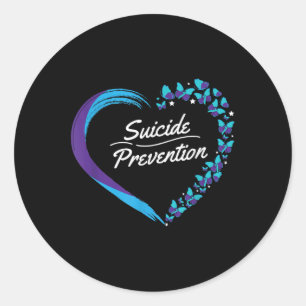 Sticker Rond Sensibilisation au suicide cardiaque papillon Sant