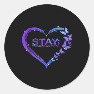 Sticker Rond Sensibilisation au suicide Demain Besoin de papill