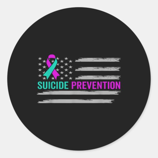 Sticker Rond Sensibilisation au suicide États-Unis drapeau amér (Devant)