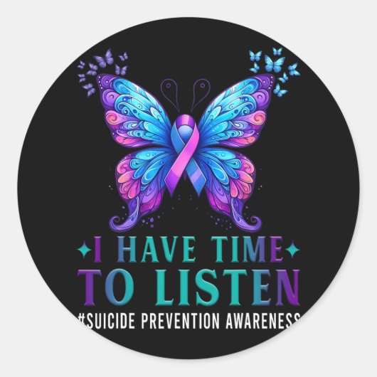 Sticker Rond Sensibilisation Au Suicide J'Ai Le Temps D'Écouter (Devant)