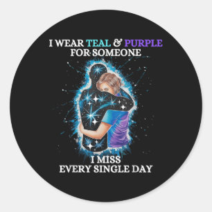 Sticker Rond Sensibilisation Au Suicide Je Porte Turquoise &