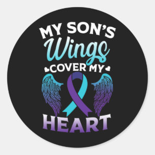 Sticker Rond Sensibilisation au suicide Mémoire de son ailes Co