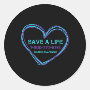 Sticker Rond Sensibilisation au suicide Sauver une vie Turquois