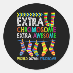 Sticker Rond Sensibilisation au syndrome de Down Chromosome ext