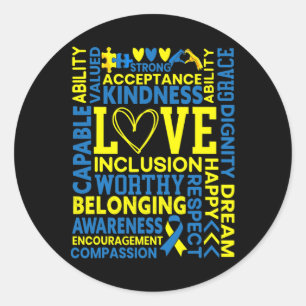 Sticker Rond Sensibilisation au syndrome de Down Trisonomie Chr