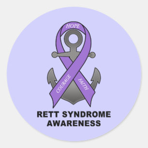 Sticker Rond Sensibilisation au syndrome de Rett avec Ancre de