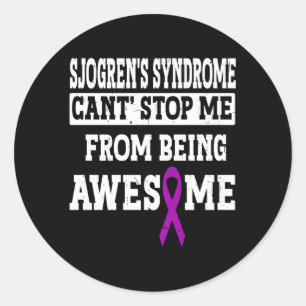 Sticker Rond Sensibilisation au syndrome de Sjogrens Ribbon vio