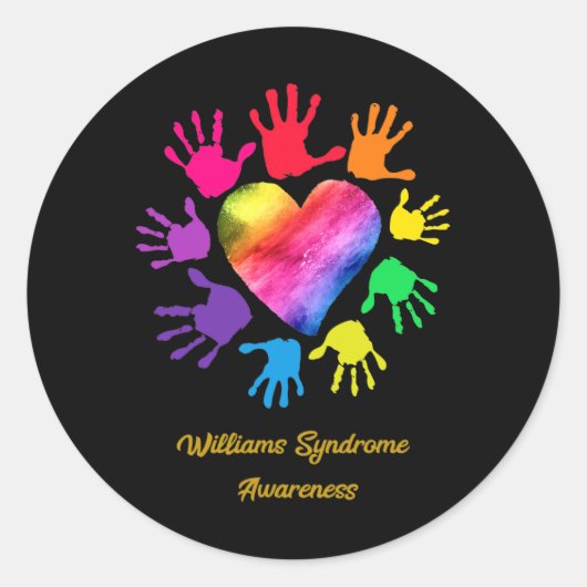 Sticker Rond Sensibilisation au syndrome mains Williams Syndrom (Devant)